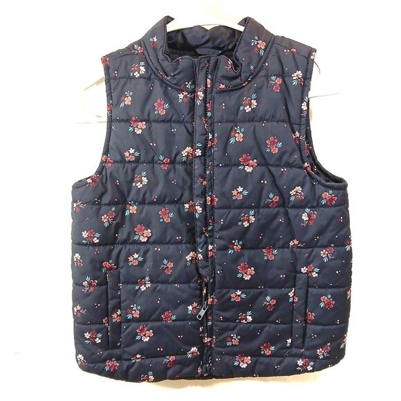 Gymboree Floral Full Zip Puff Vest Large 10/12 - Picture 3 of 9